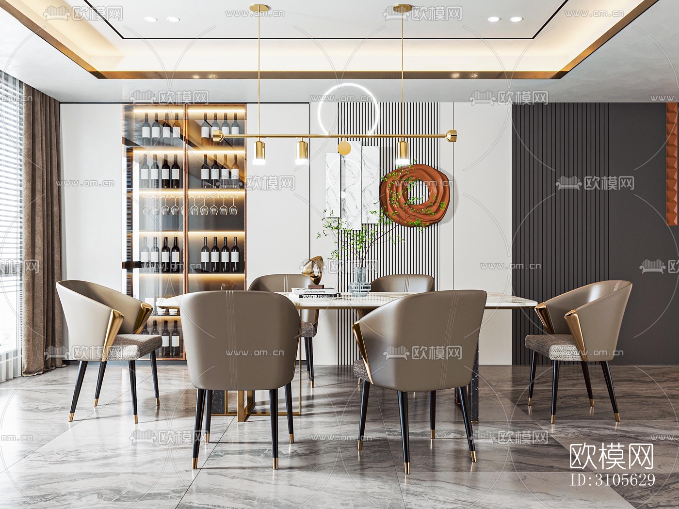 现代餐厅效果图下载（渲染图5）