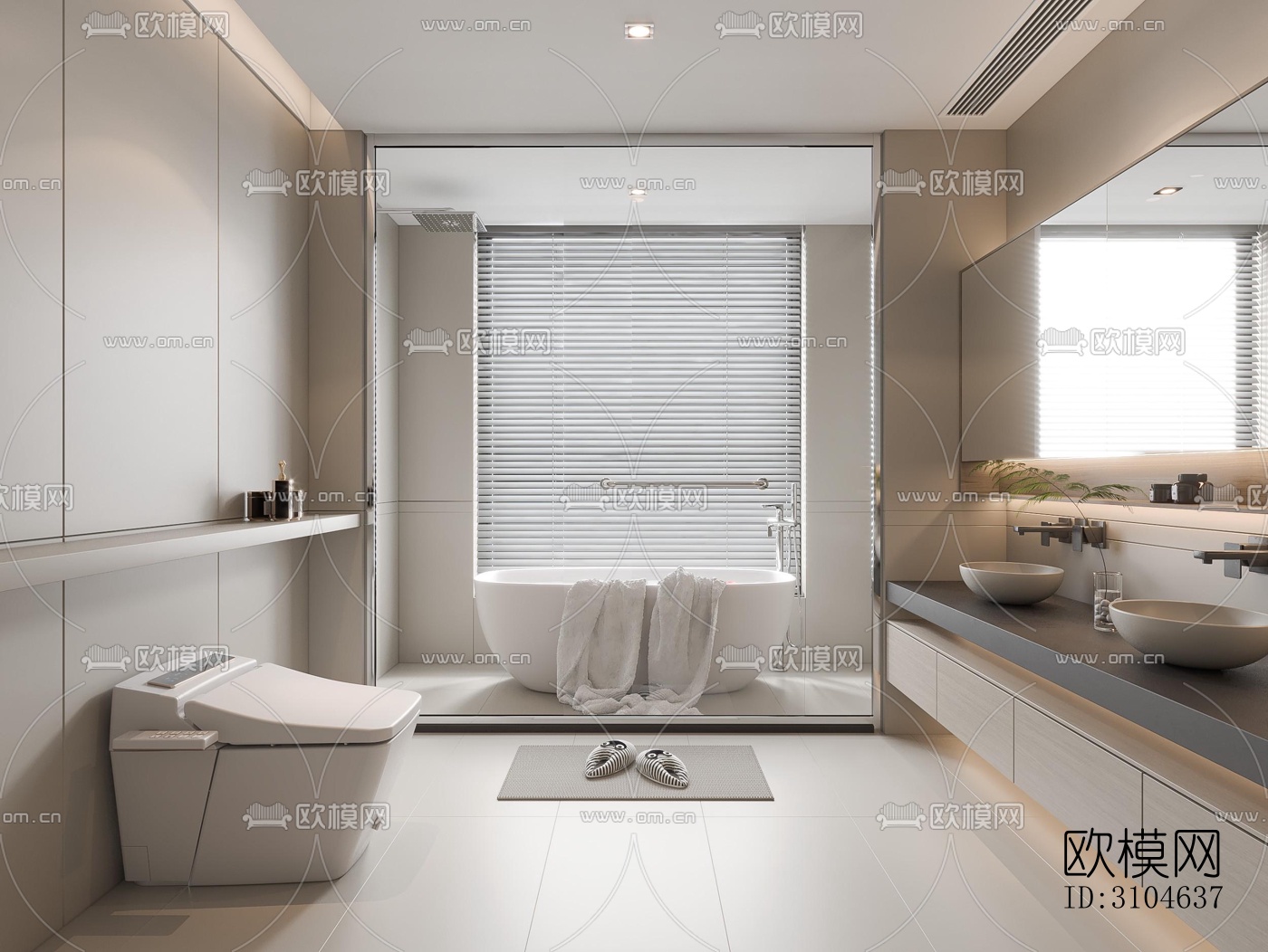 现代卫生间效果图下载（渲染图2）