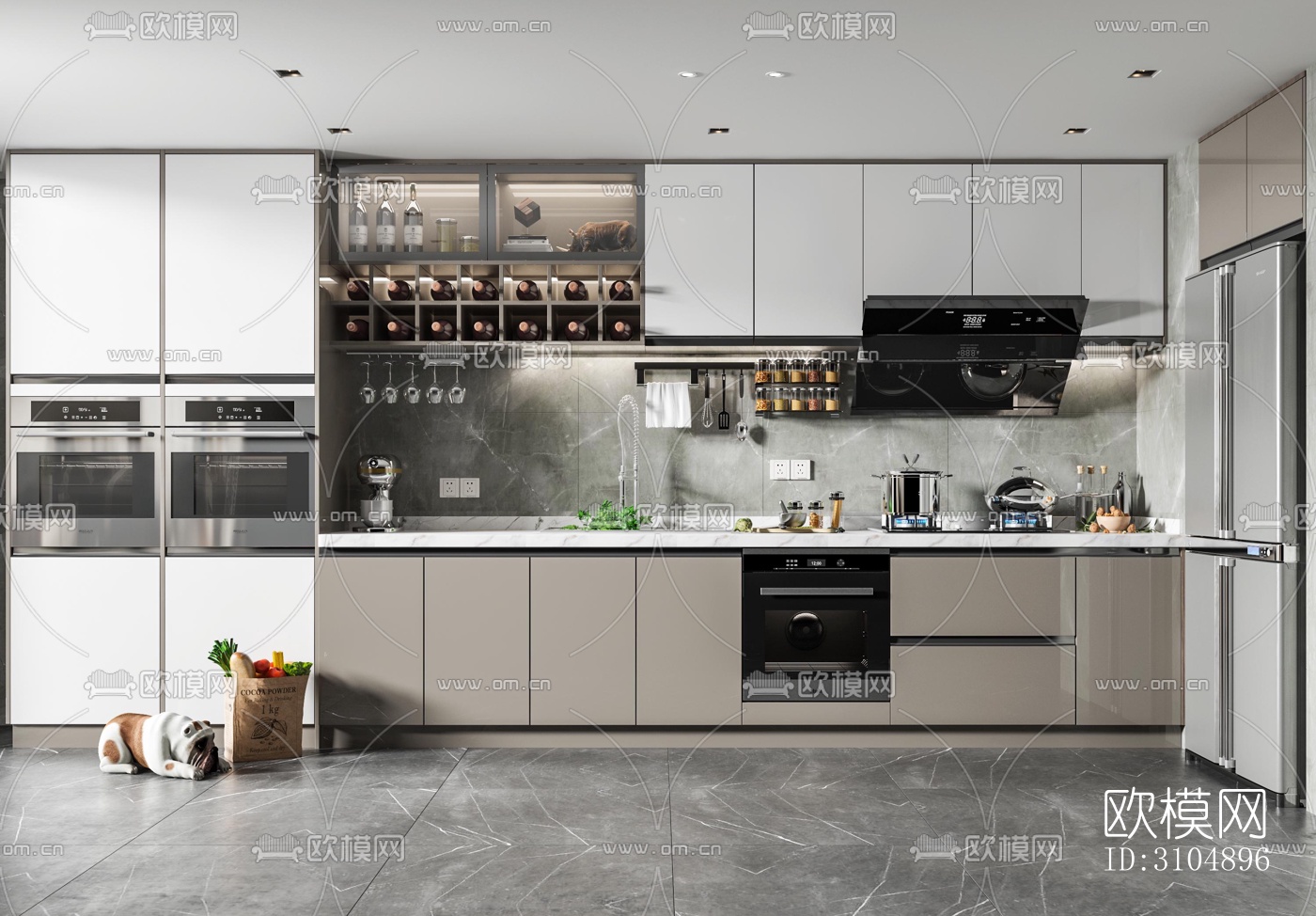 日式厨房效果图下载（渲染图2）