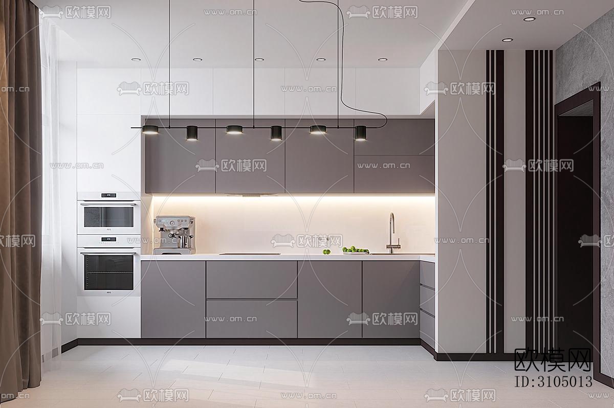 现代厨房效果图下载（渲染图4）