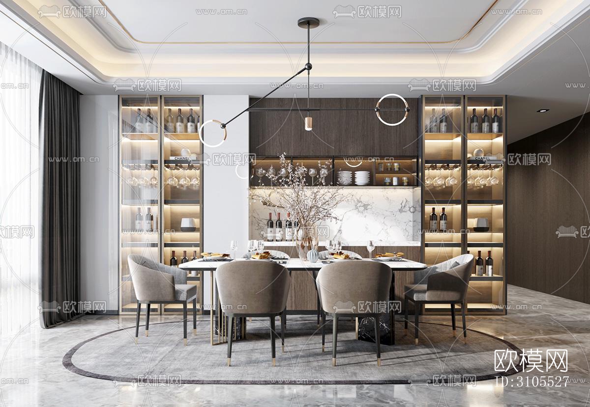 现代餐厅效果图下载（渲染图5）
