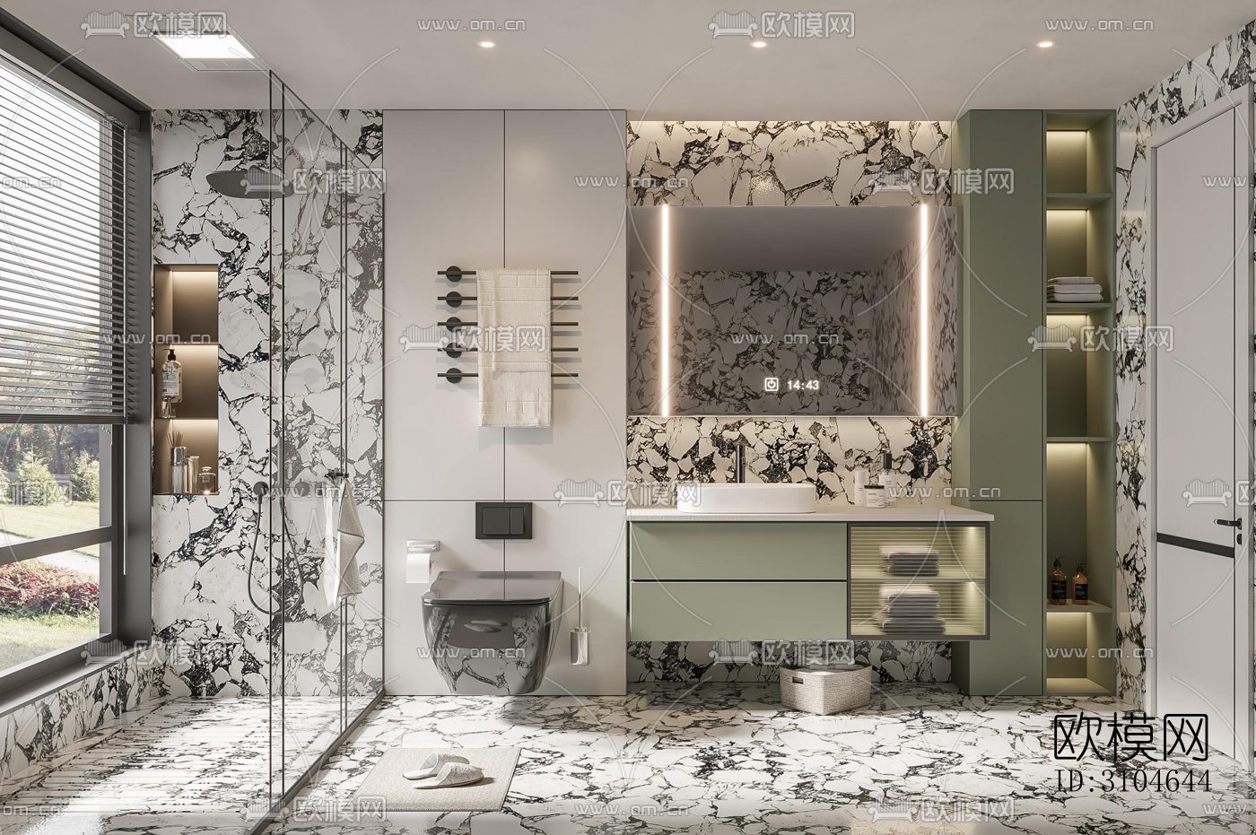 现代卫生间效果图下载（渲染图1）