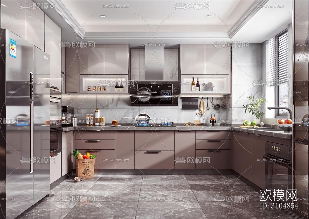 北欧厨房效果图下载（渲染图2）