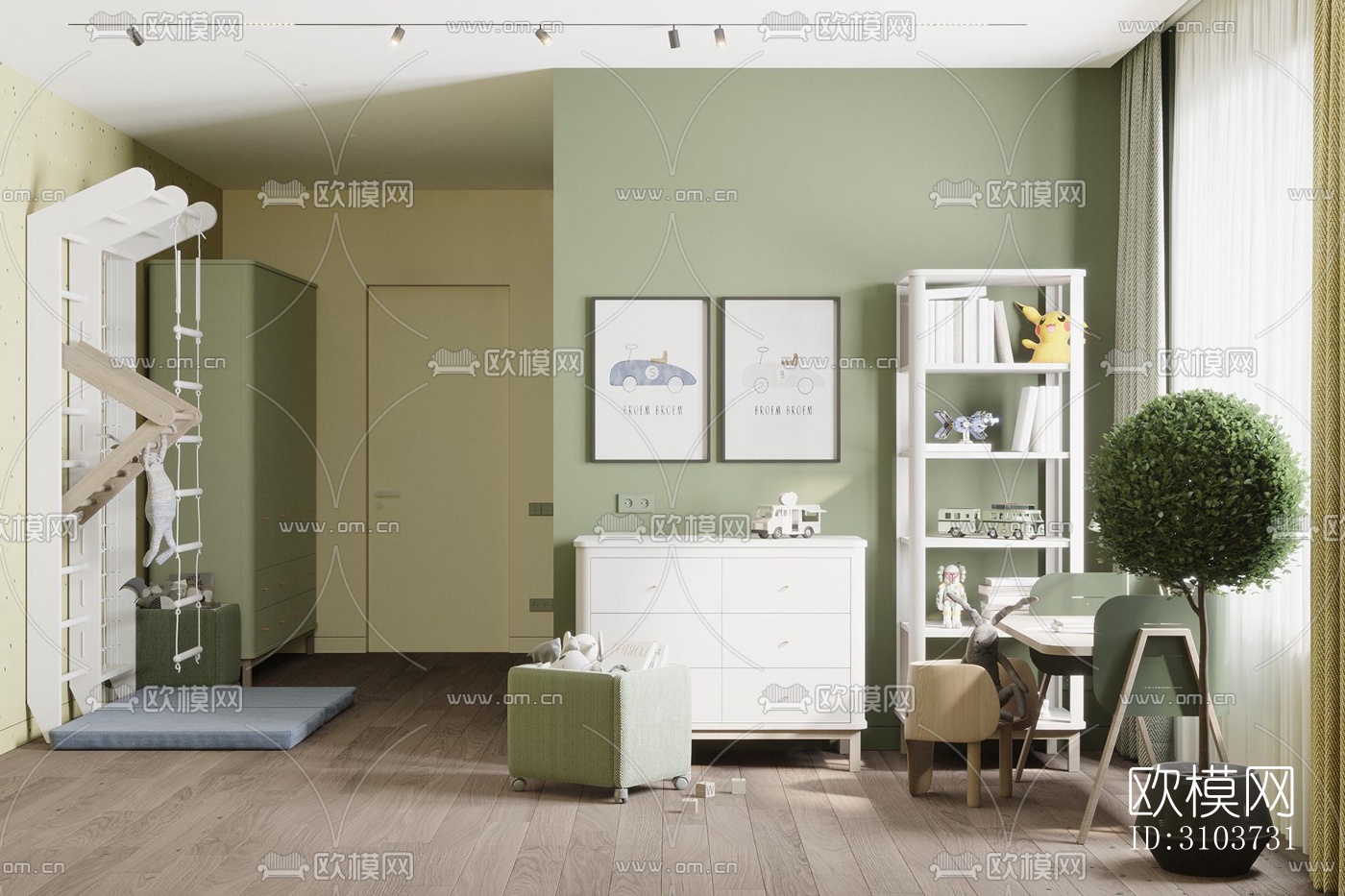 北欧儿童房效果图下载（渲染图3）