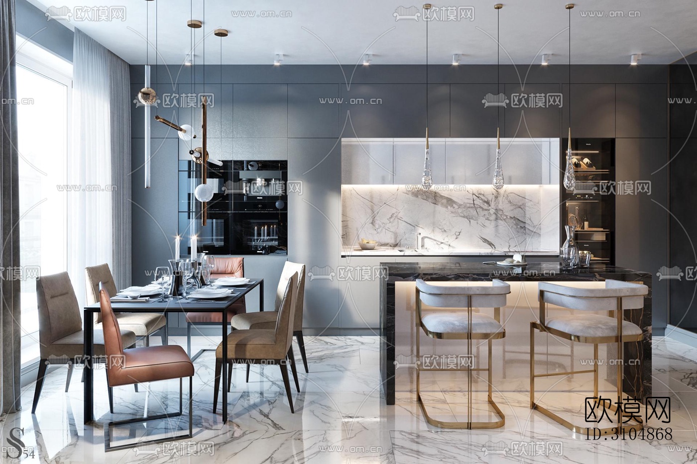 北欧厨房效果图下载（渲染图3）