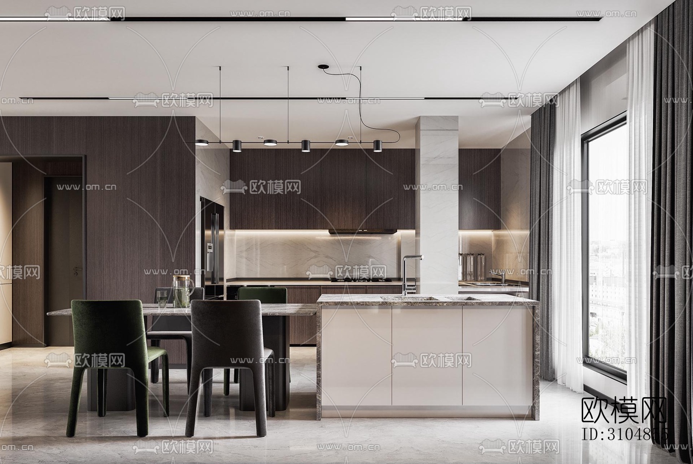 北欧厨房效果图下载（渲染图3）