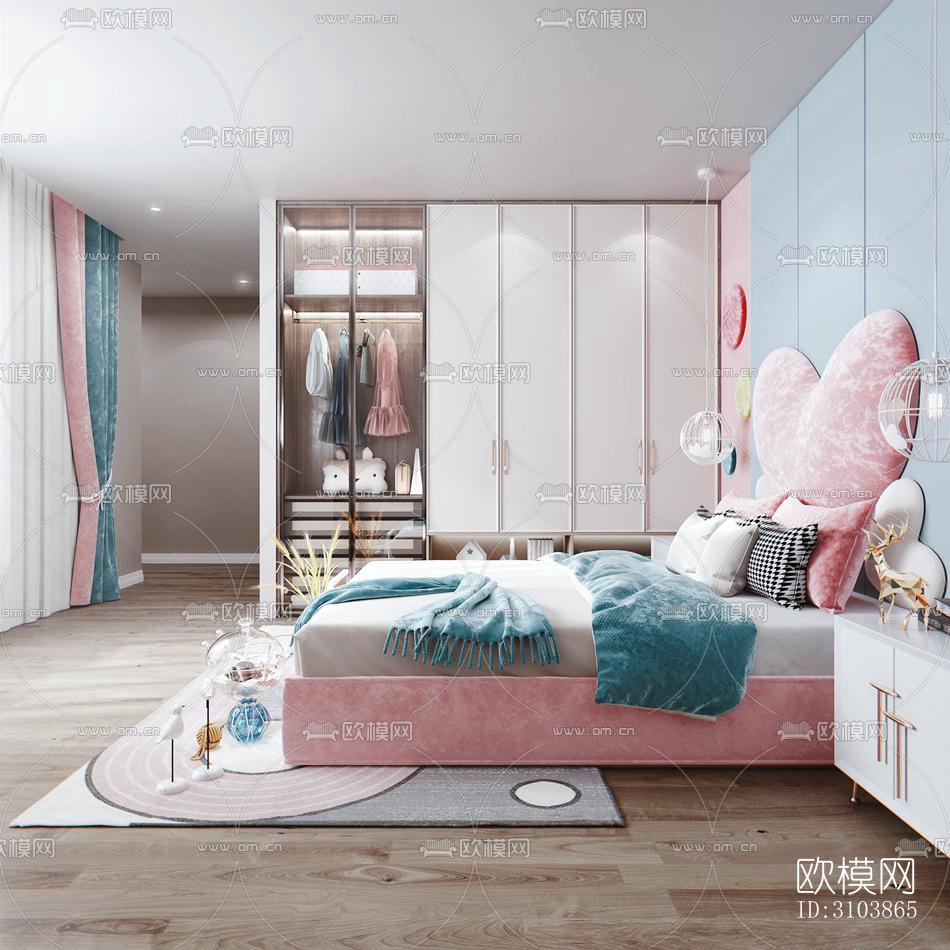 北欧儿童房效果图下载（渲染图2）