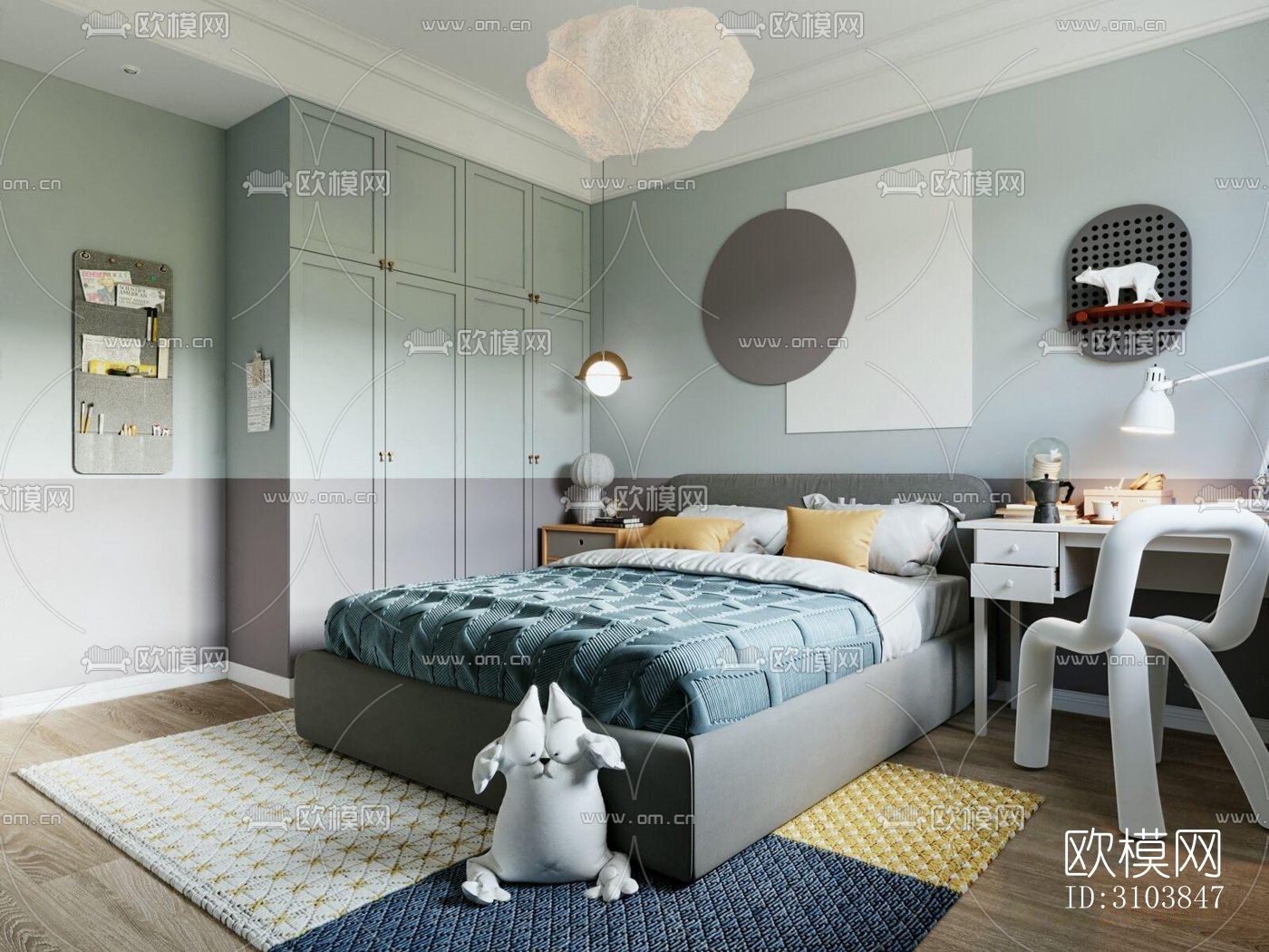 北欧儿童房效果图下载（渲染图2）