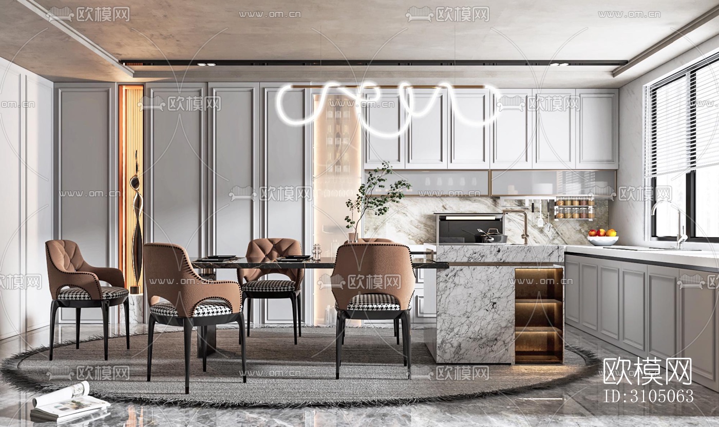 美式厨房效果图下载（渲染图4）