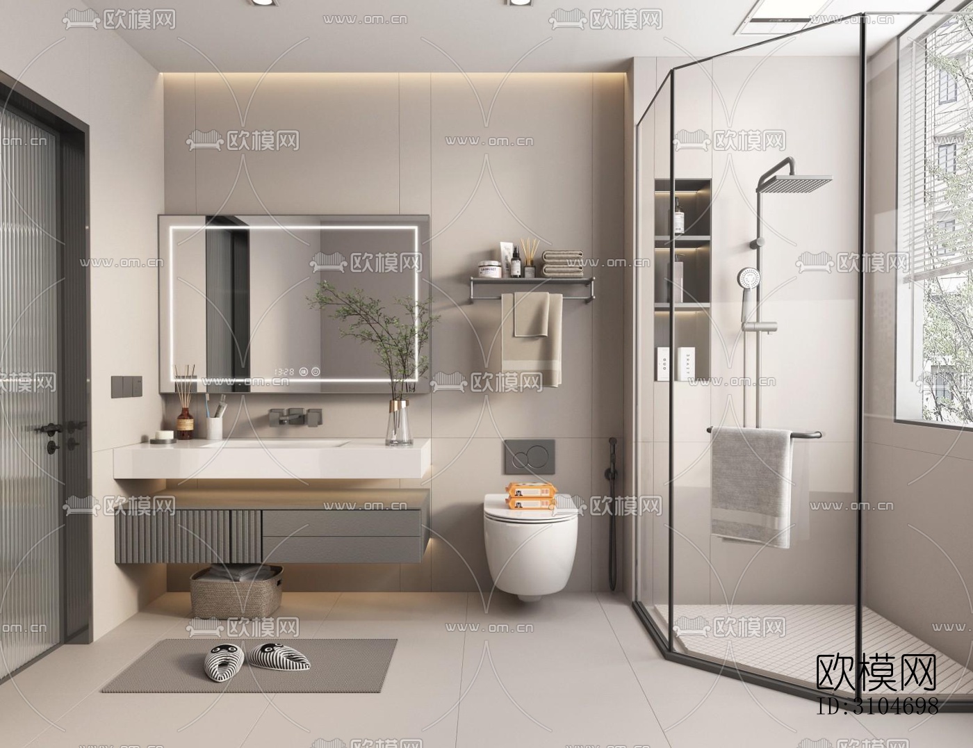 现代卫生间效果图下载（渲染图3）