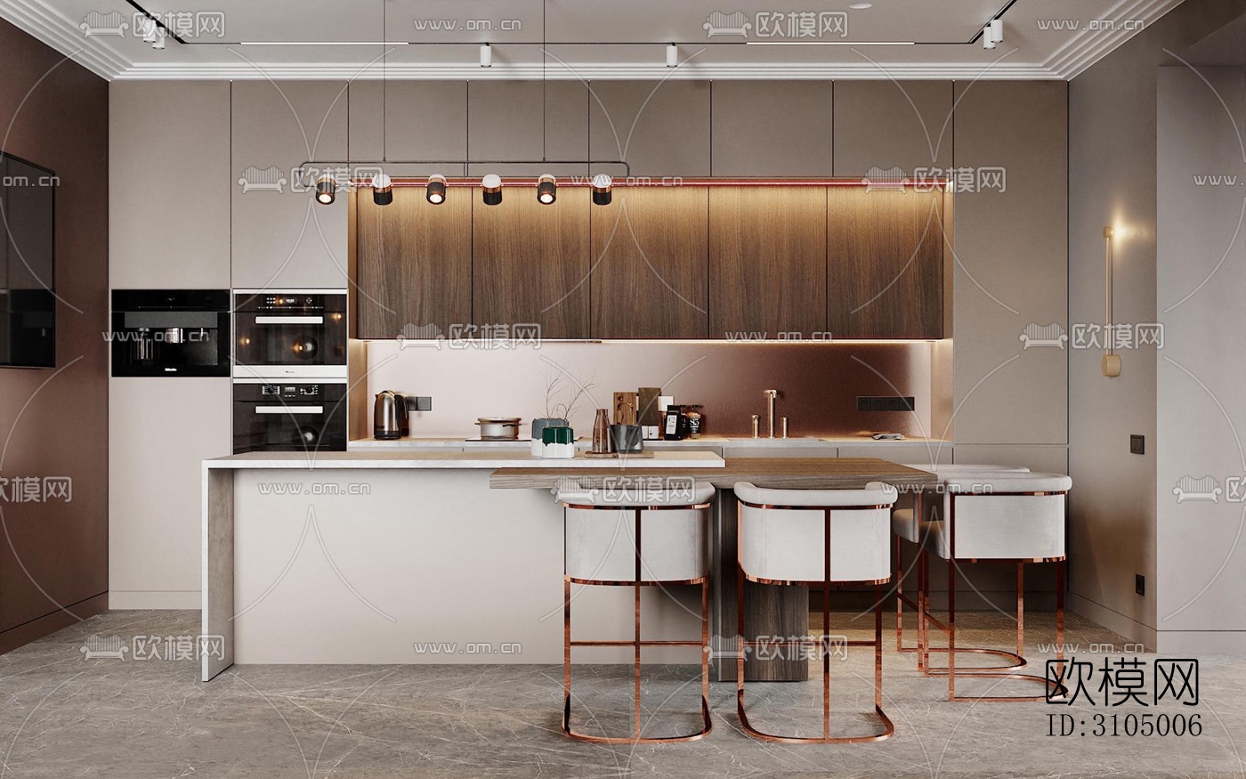 现代厨房效果图下载（渲染图4）