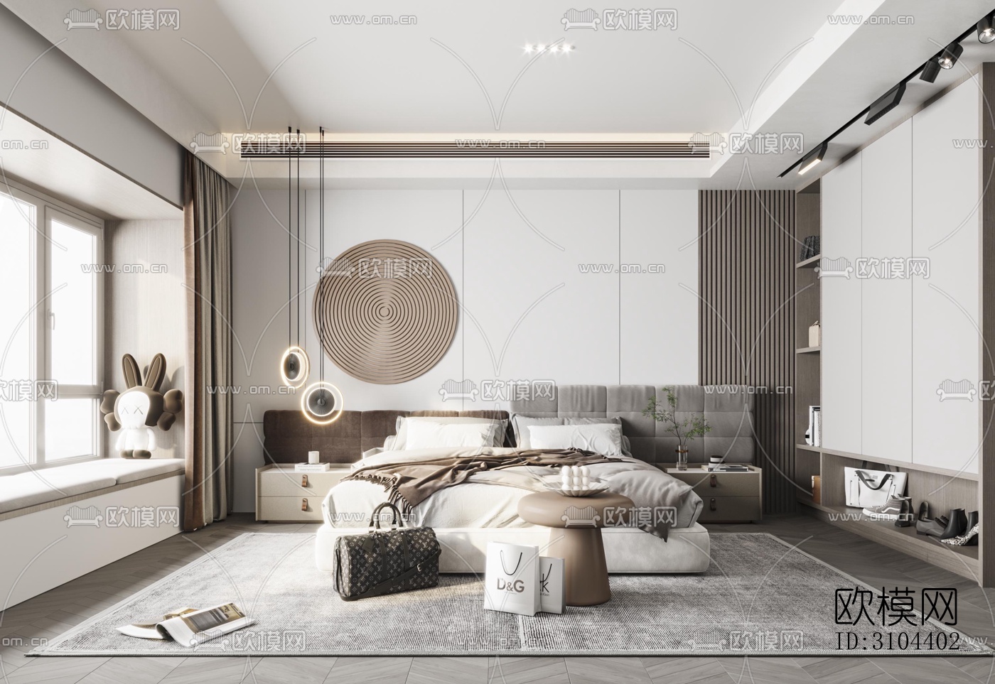 现代卧室效果图下载（渲染图2）