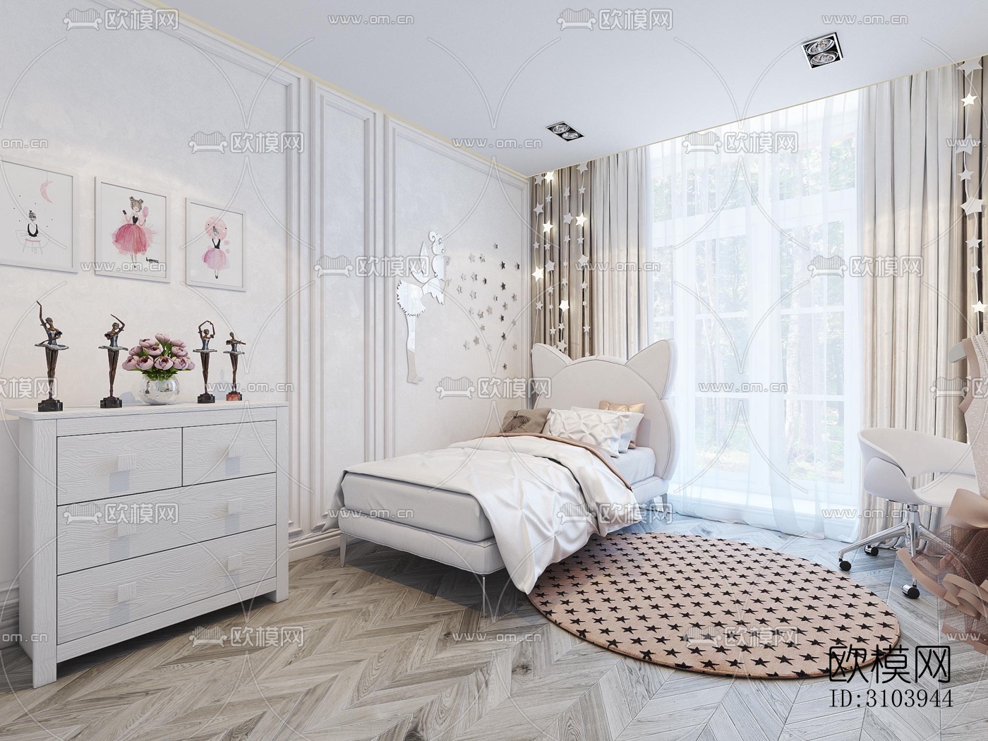 欧式儿童房效果图下载（渲染图4）