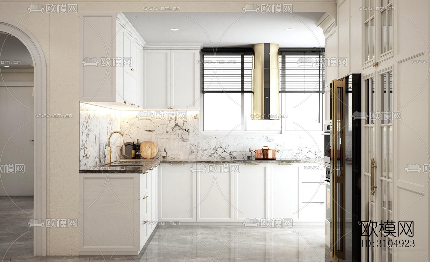 法式厨房效果图下载（渲染图4）