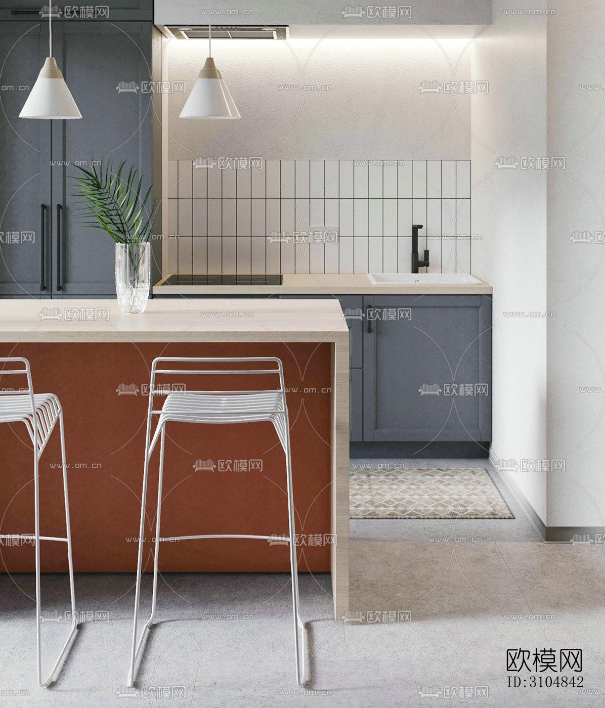 北欧厨房效果图下载（渲染图5）