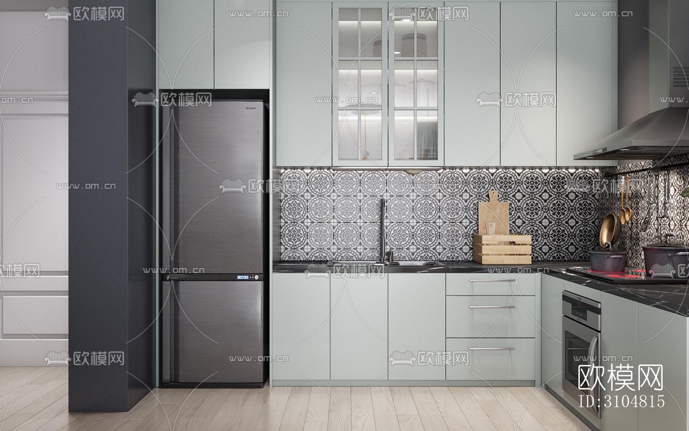 北欧厨房效果图下载（渲染图1）