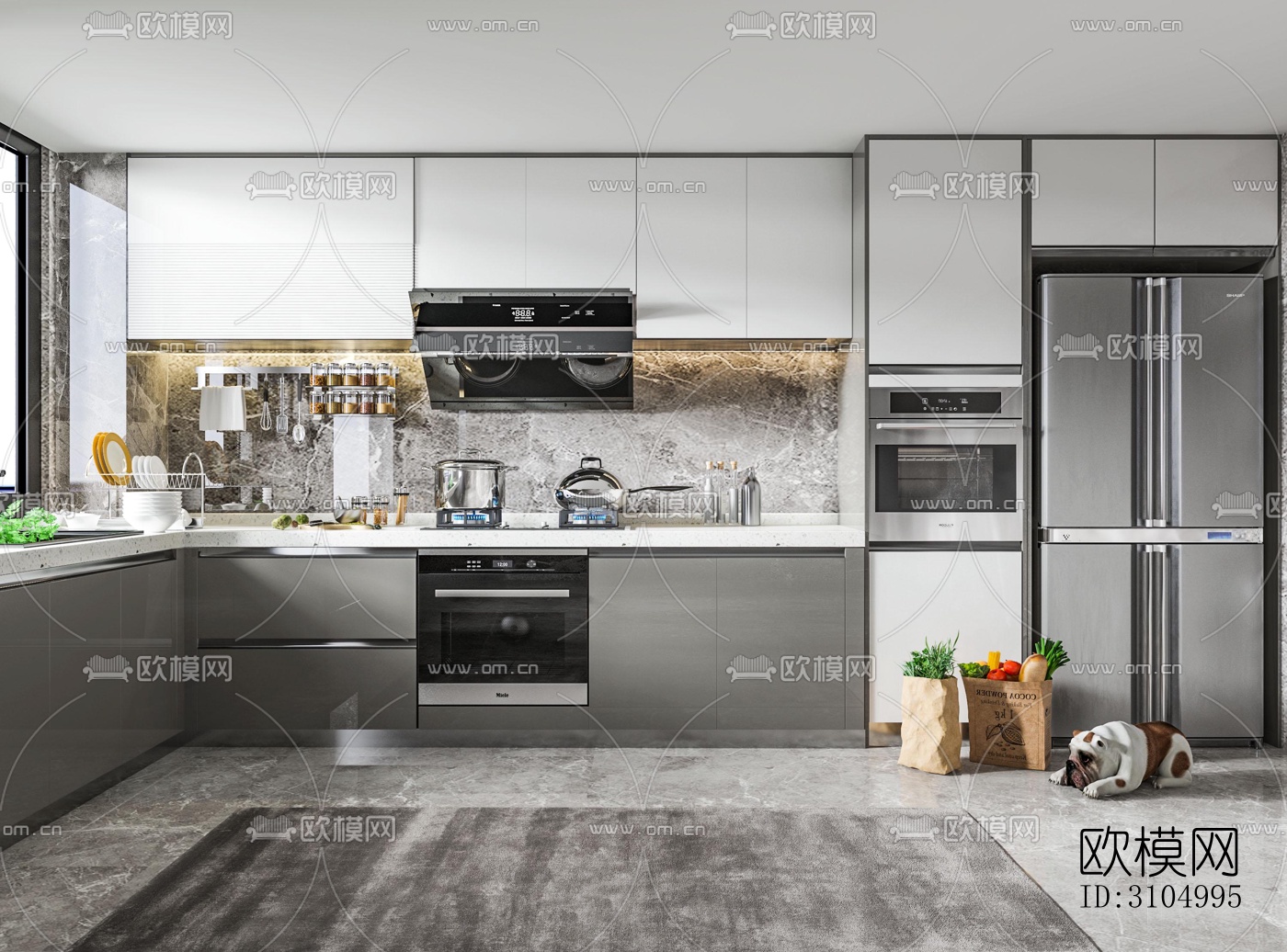 现代厨房效果图下载（渲染图2）