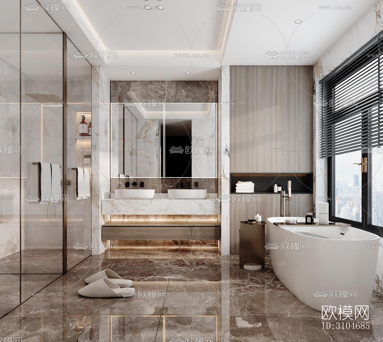 现代卫生间效果图下载（渲染图1）