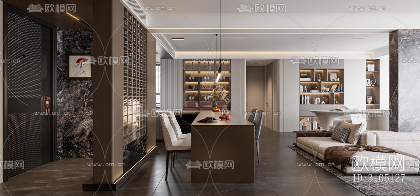 现代平层效果图下载（渲染图1）