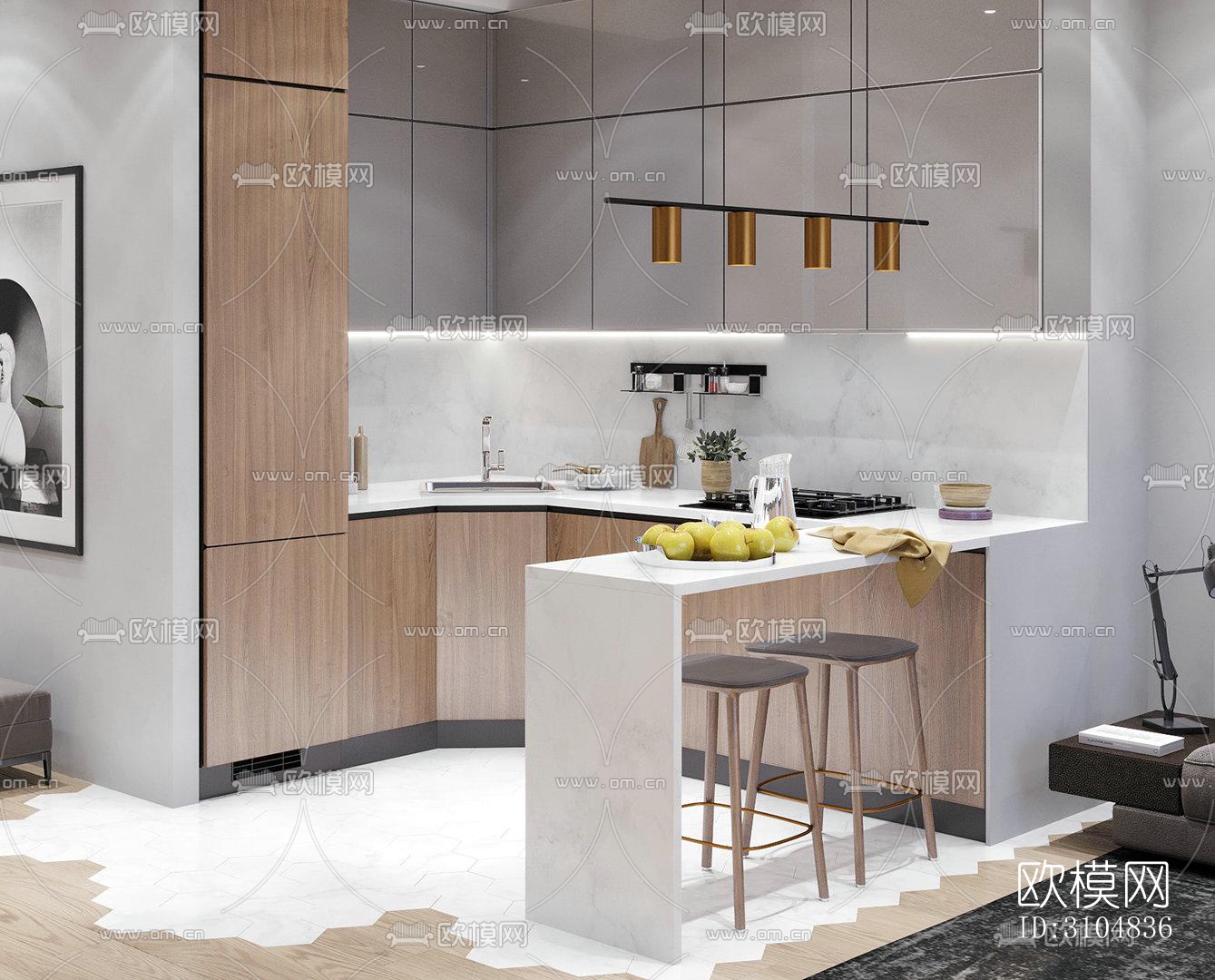 北欧厨房效果图下载（渲染图5）
