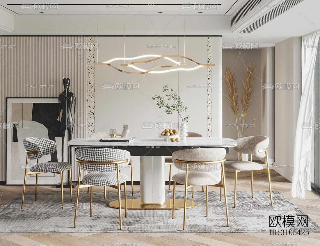 现代餐厅效果图下载（渲染图4）
