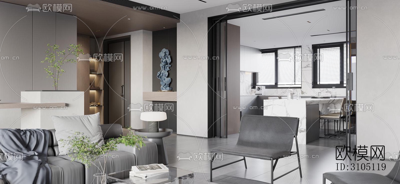 现代平层效果图下载（渲染图17）