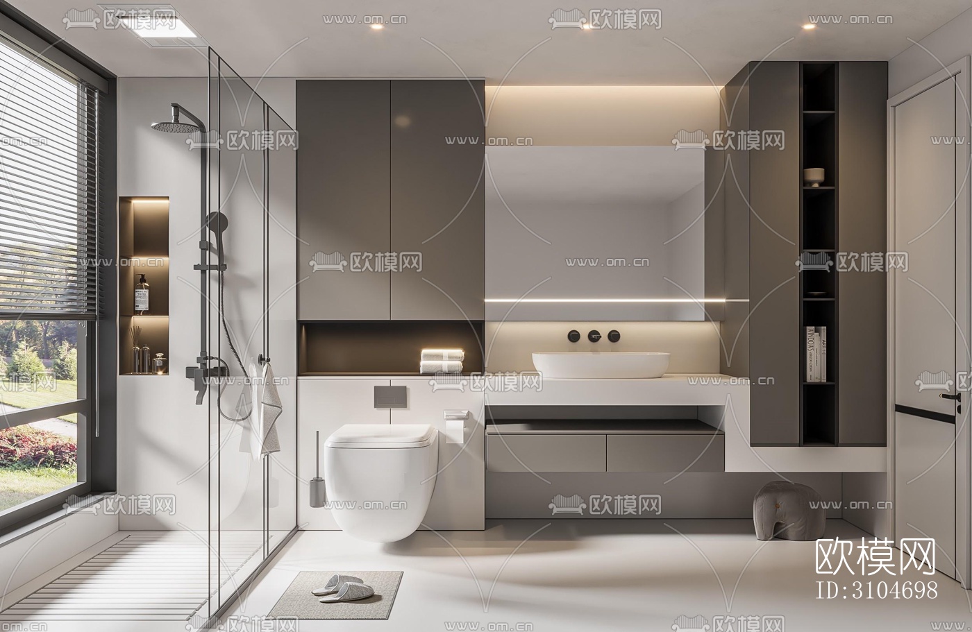 现代卫生间效果图下载（渲染图1）