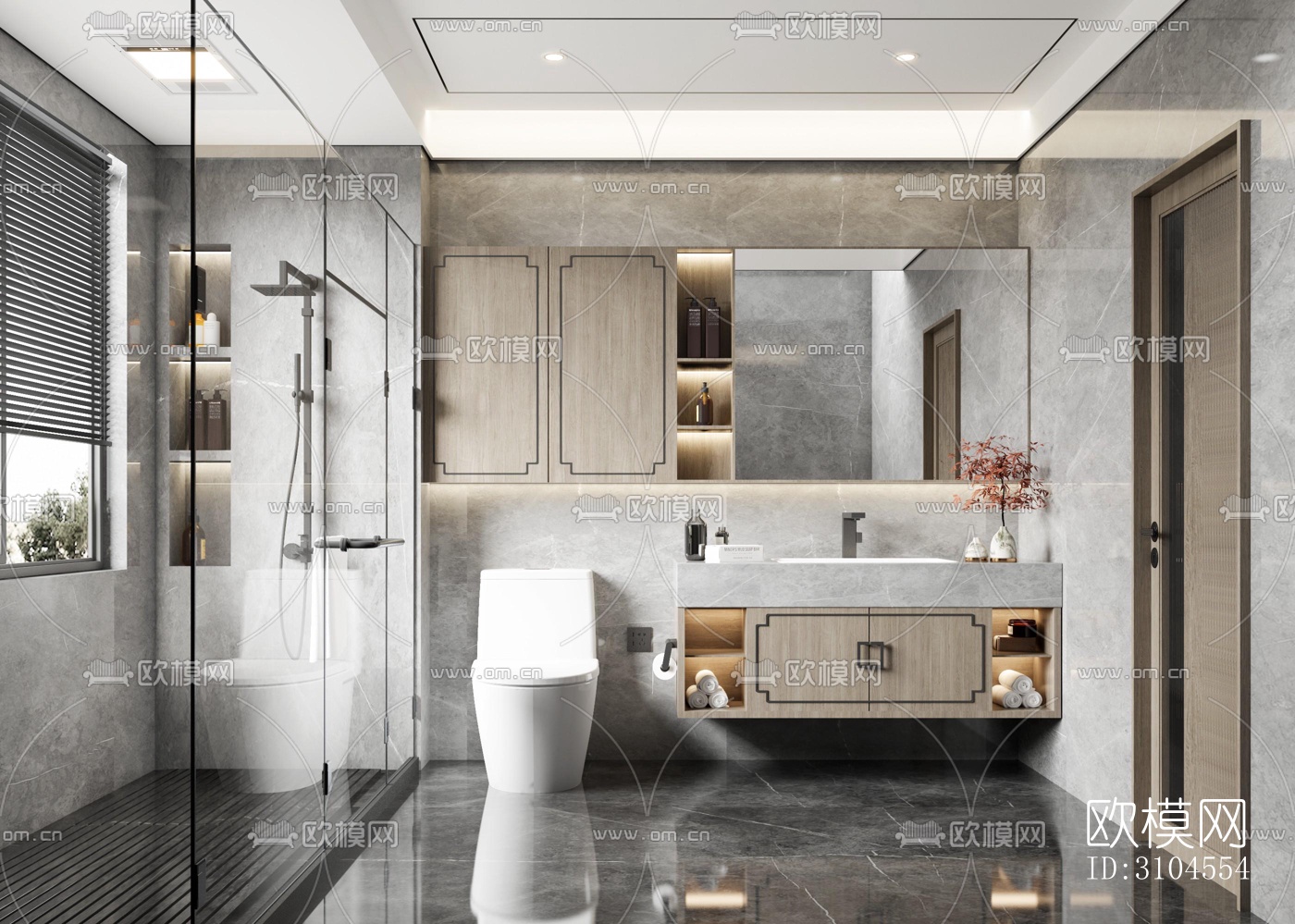 新中式卫生间效果图下载（渲染图1）