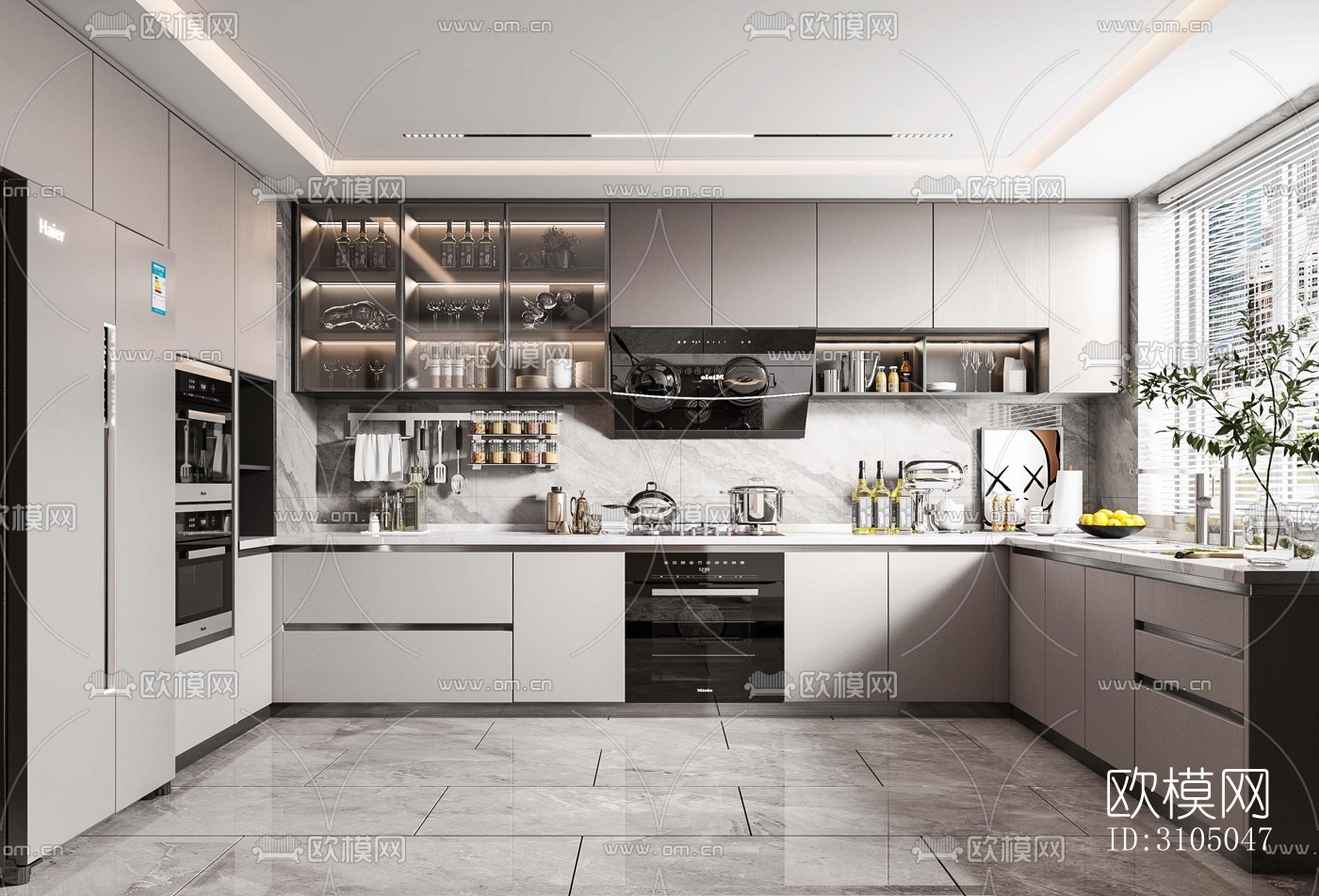 现代厨房效果图下载（渲染图7）