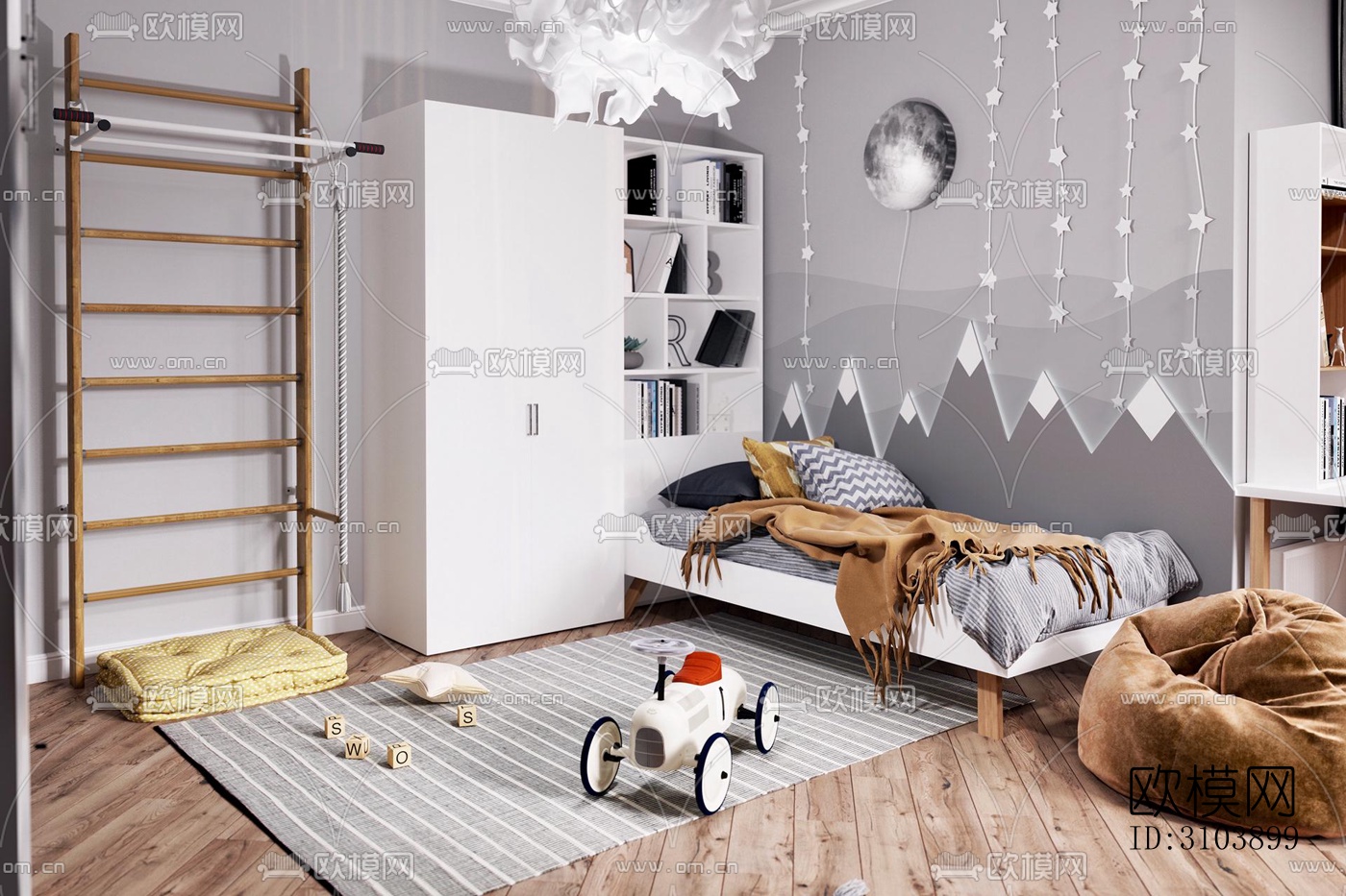 北欧儿童房效果图下载（渲染图4）
