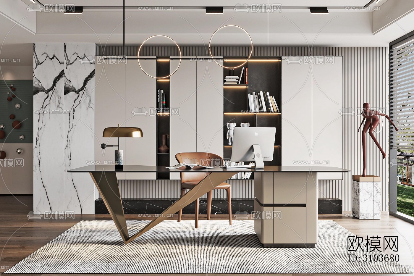 现代书房效果图下载（渲染图3）