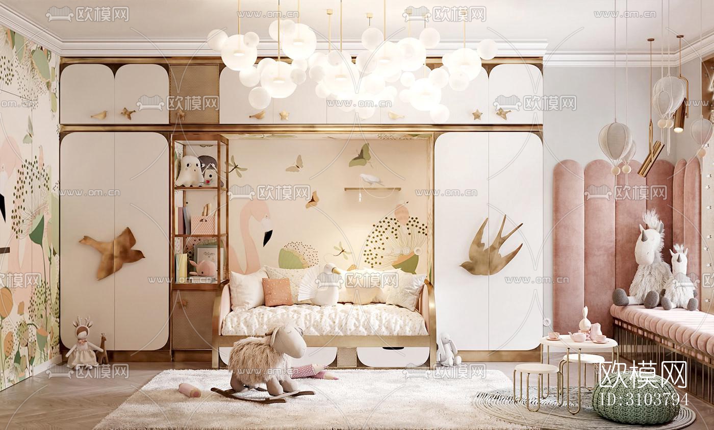 北欧儿童房效果图下载（渲染图2）