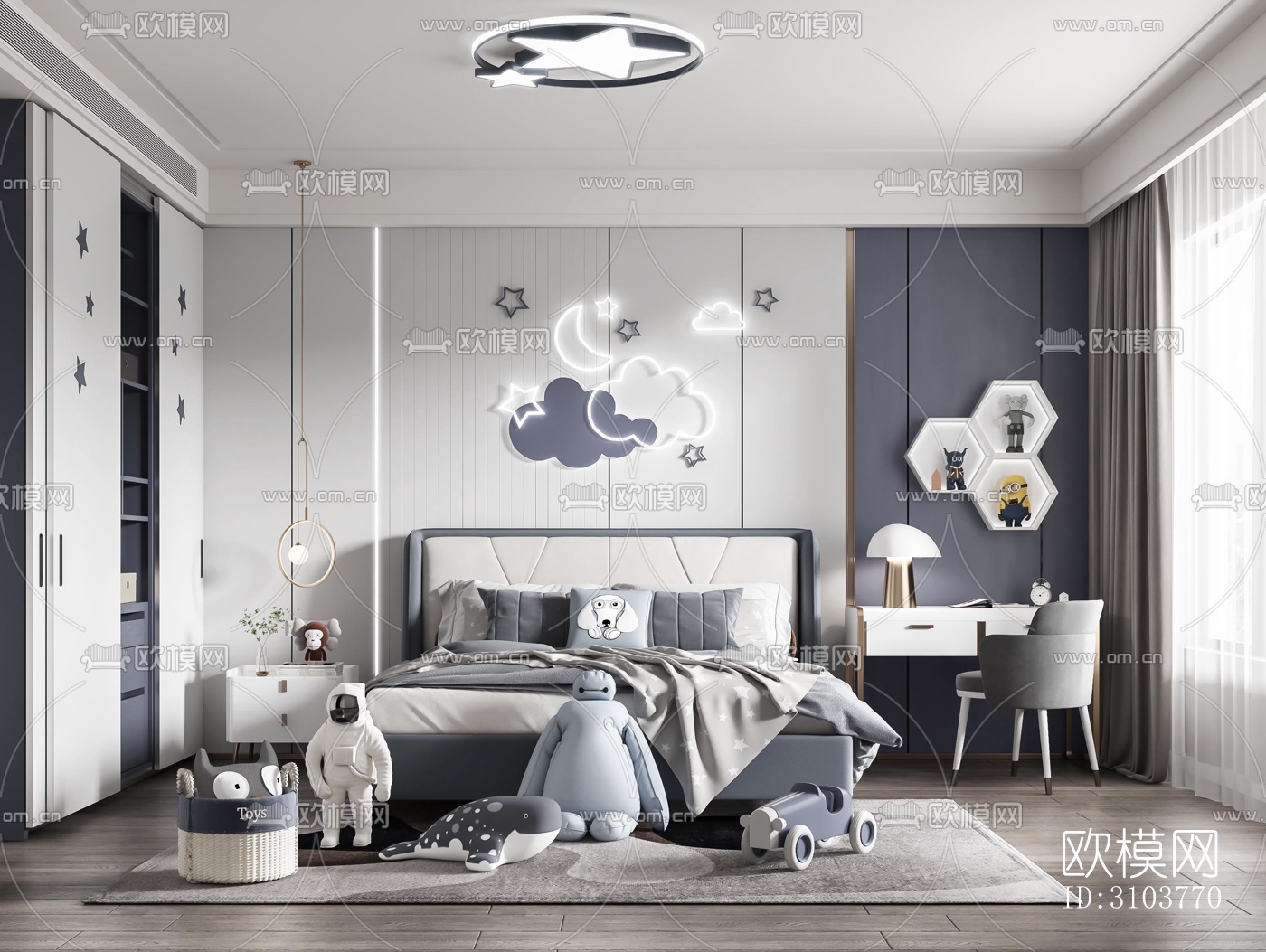 北欧儿童房效果图下载（渲染图5）