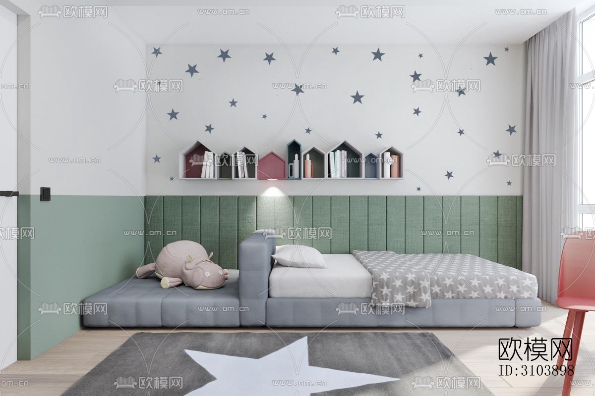 北欧儿童房效果图下载（渲染图5）