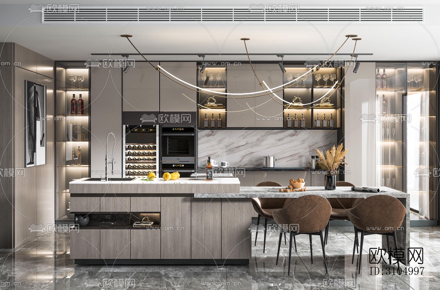 现代厨房效果图下载（渲染图4）