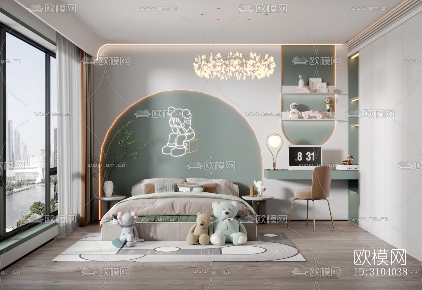 现代儿童房效果图下载（渲染图3）