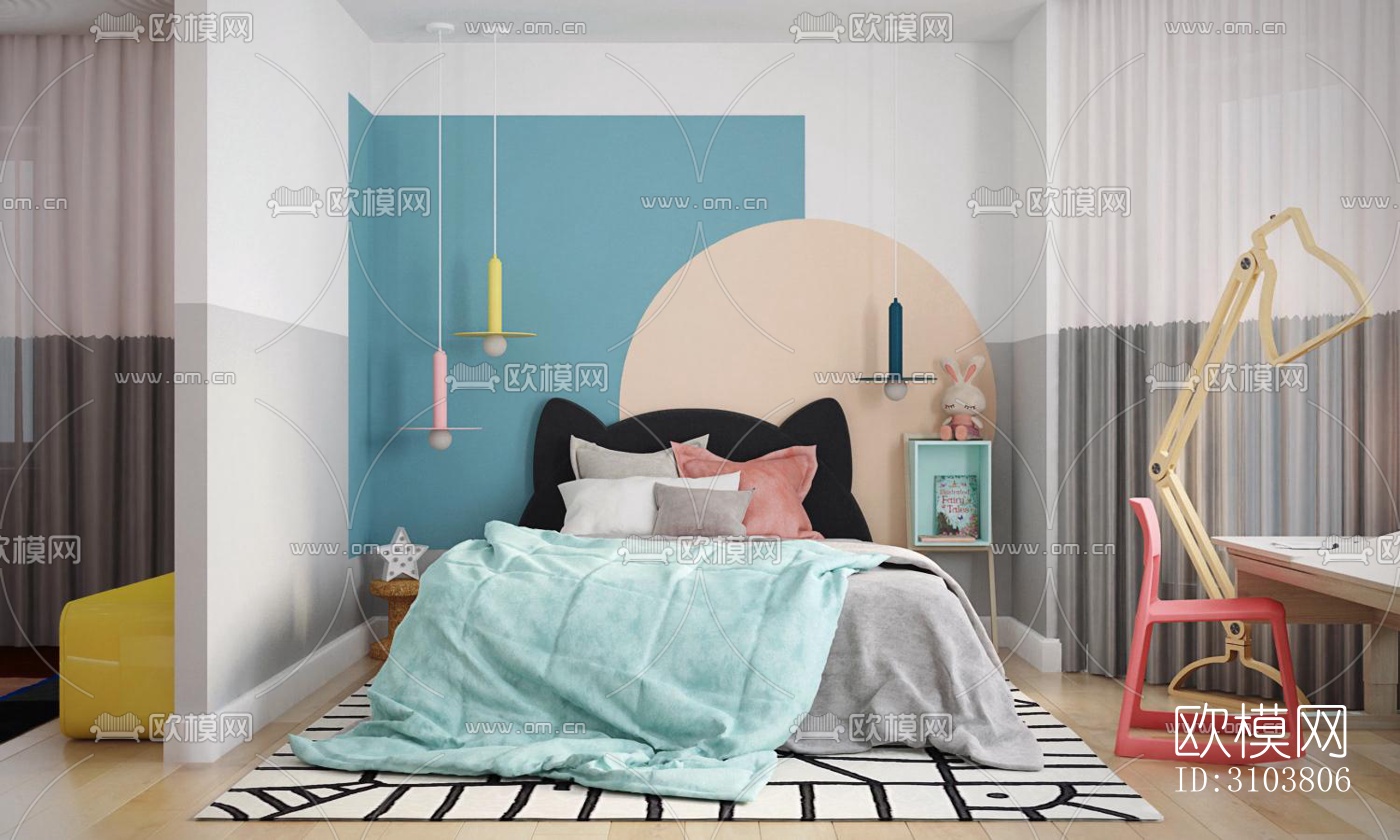 北欧儿童房效果图下载（渲染图5）