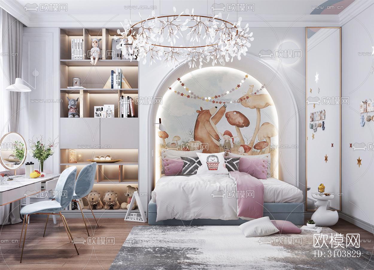 北欧儿童房效果图下载（渲染图2）