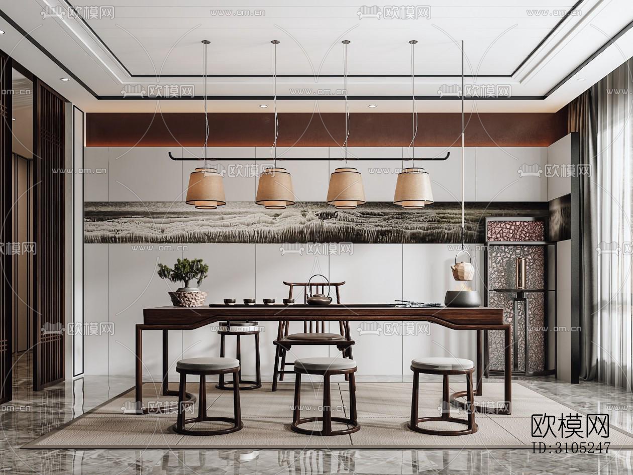 新中式茶室效果图下载（渲染图5）