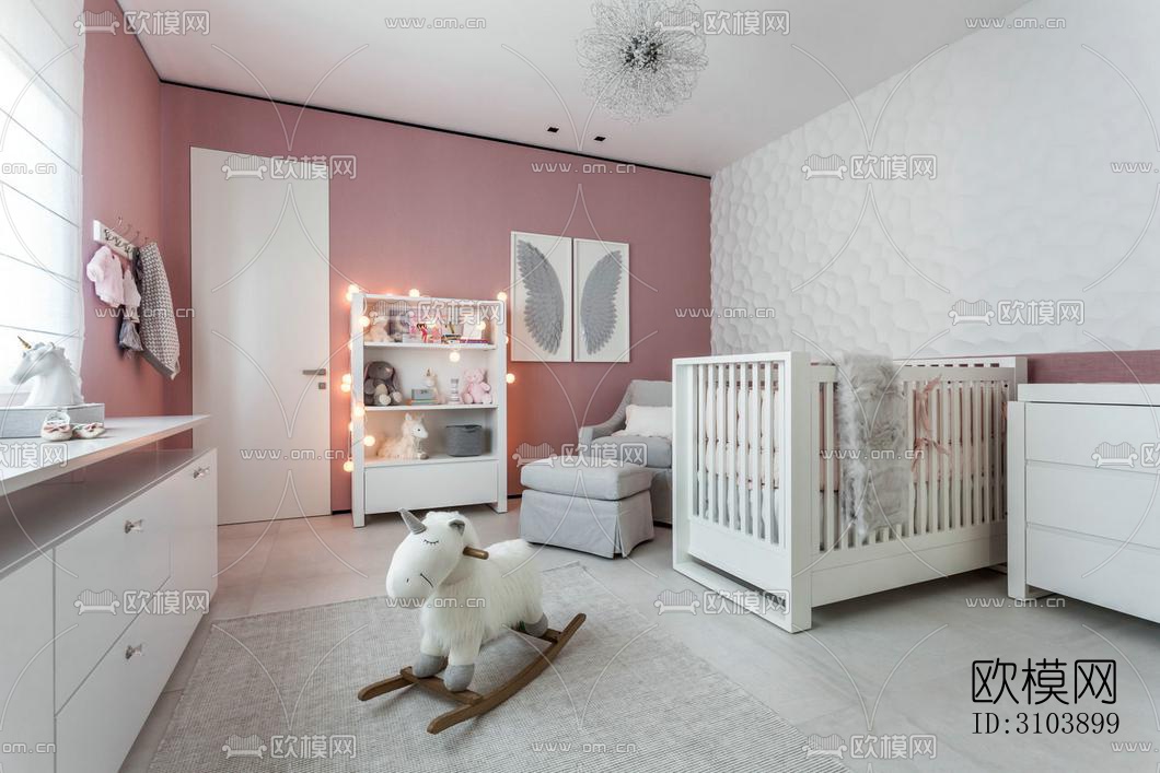 北欧儿童房效果图下载（渲染图1）