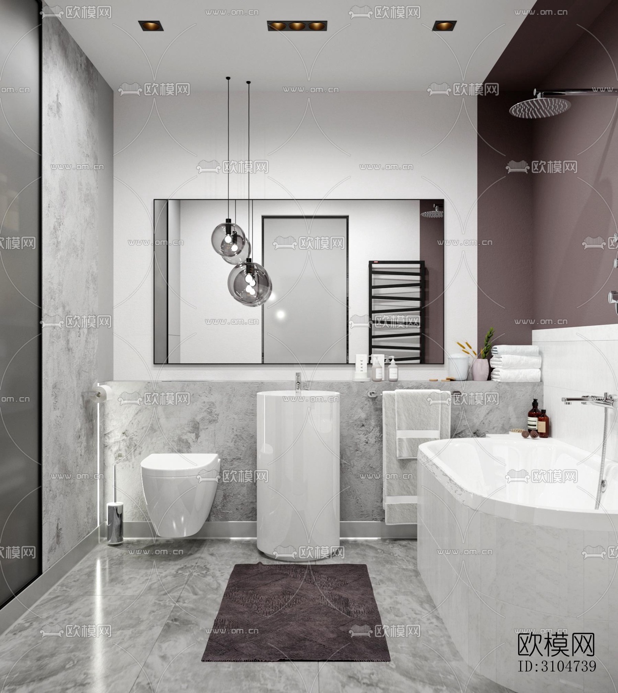 现代卫生间效果图下载（渲染图3）