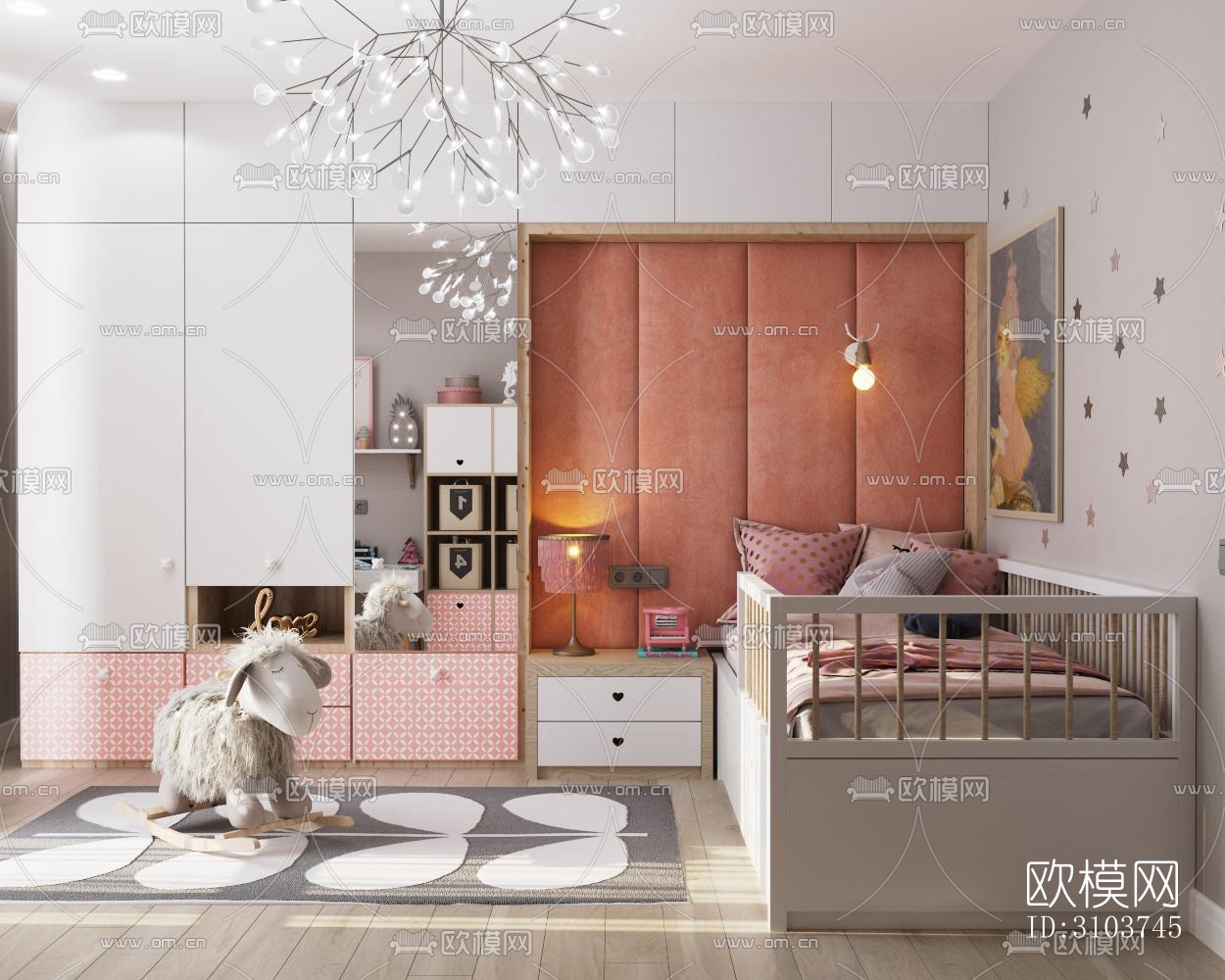 北欧儿童房效果图下载（渲染图3）