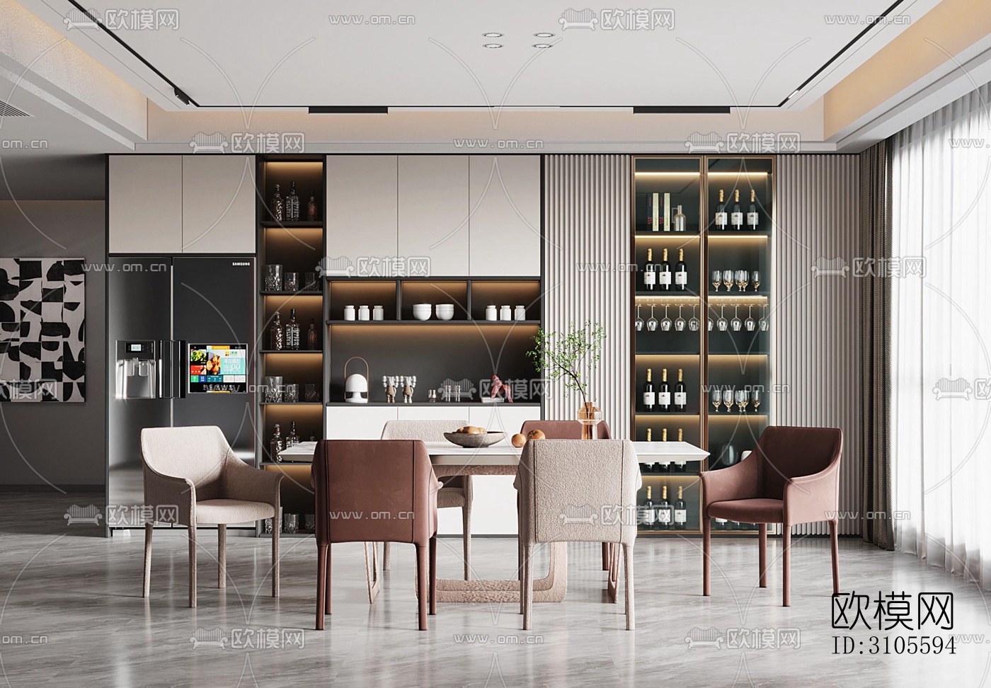 现代餐厅效果图下载（渲染图4）