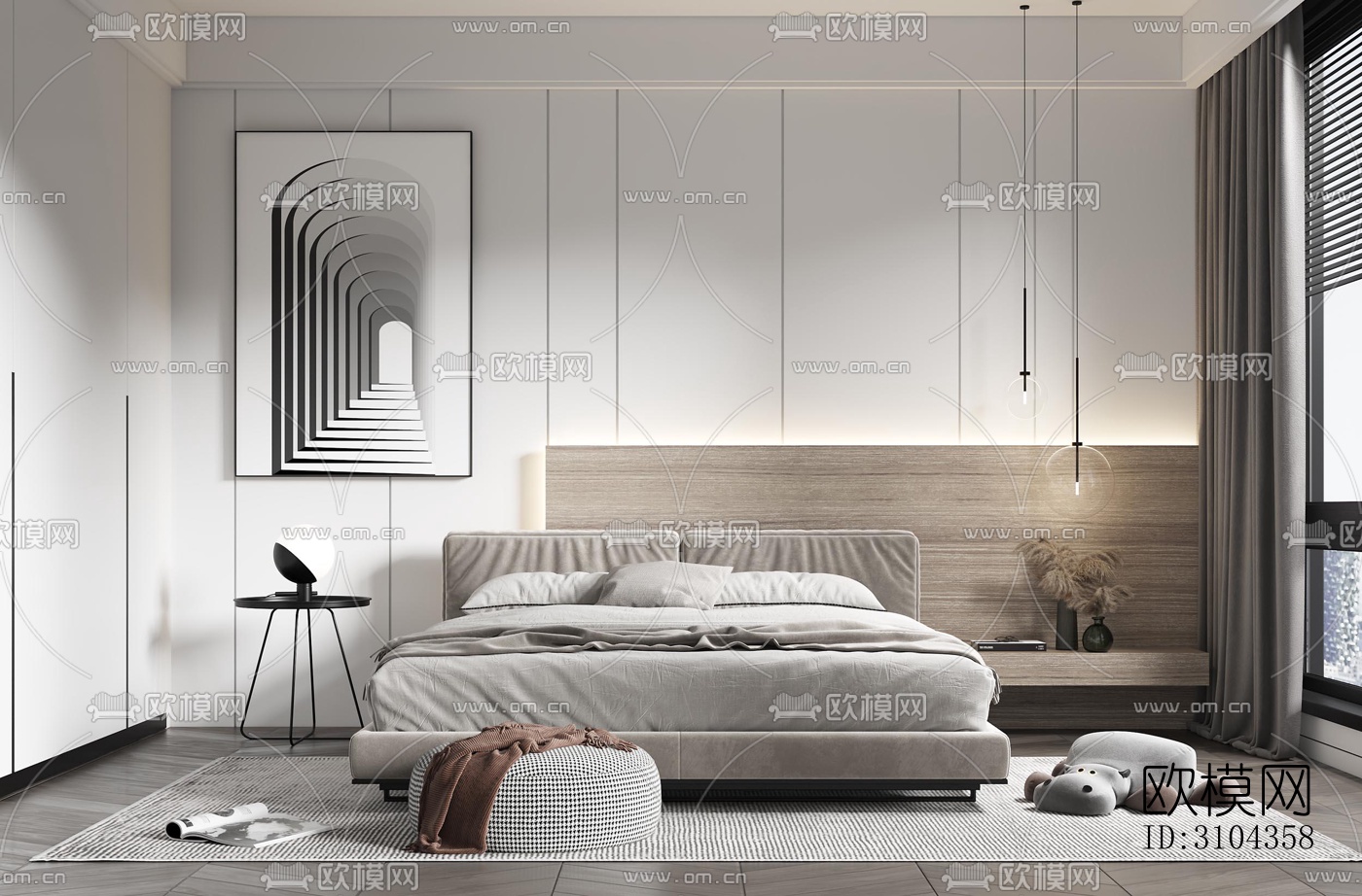 现代卧室效果图下载（渲染图2）