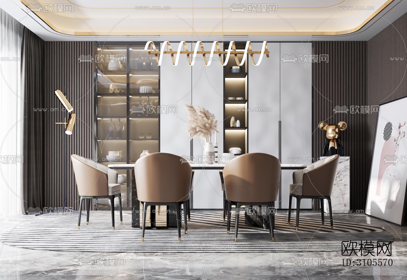 现代餐厅效果图下载（渲染图4）