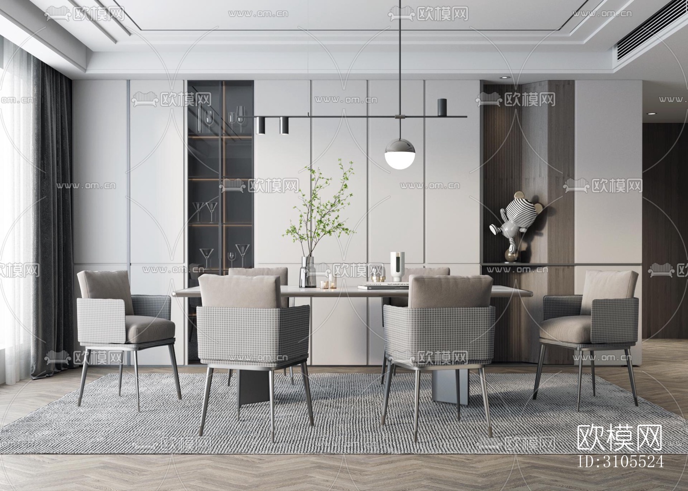 现代餐厅效果图下载（渲染图4）