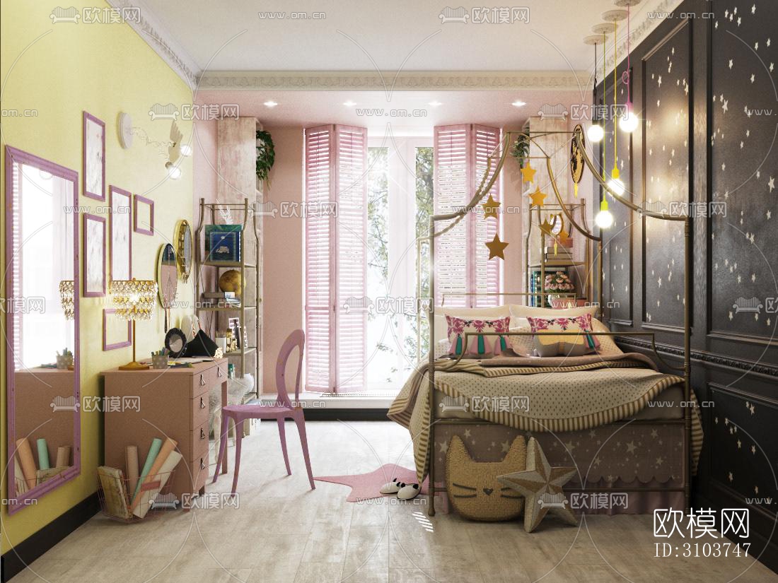 北欧儿童房效果图下载（渲染图4）