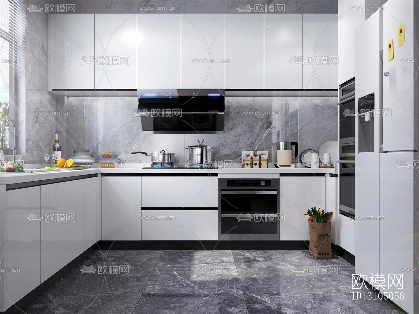 现代厨房效果图下载（渲染图3）