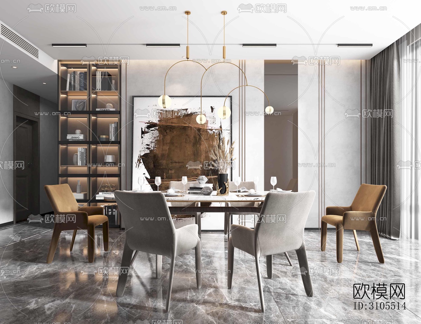 现代餐厅效果图下载（渲染图2）