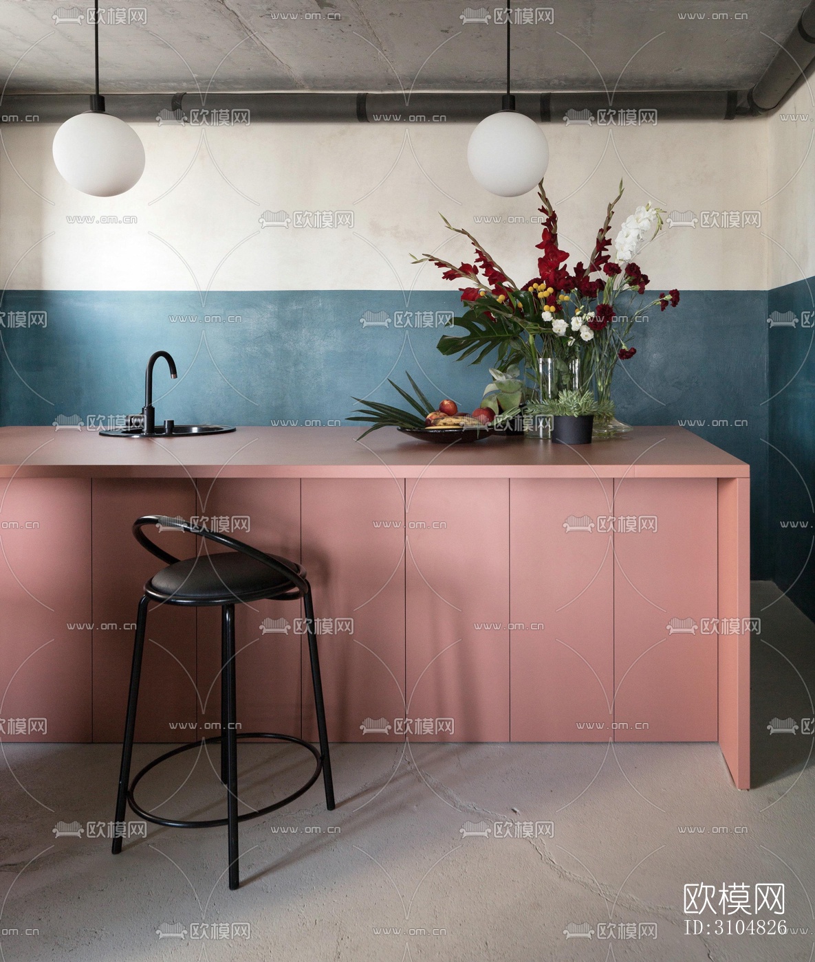 北欧厨房效果图下载（渲染图3）